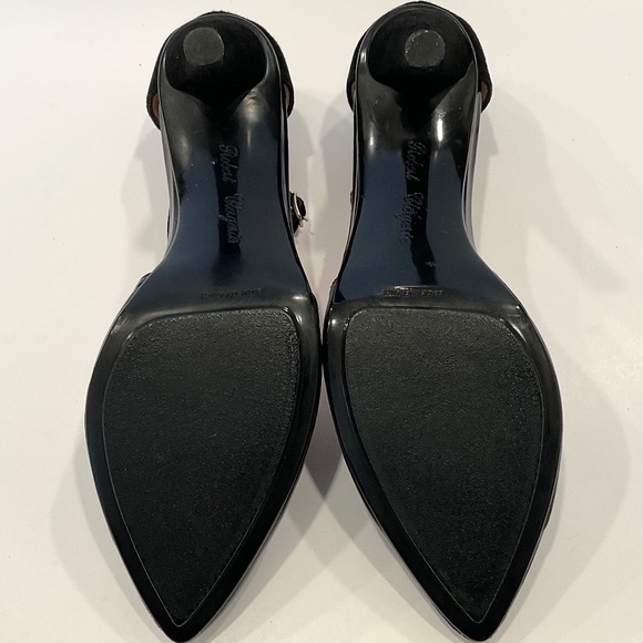 ROBERT CLERGERIE Daltord Black Patent & Suede Pointed Toe Heels Size 8.5 - Picture 8 of 11